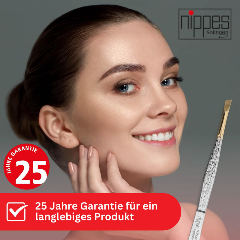 nippes Solingen, tweezers 37SGP For removing the finest hairs Nickel-plated steel 9 cm, gold-plated tip, 1 piece slanted - NewNest Australia