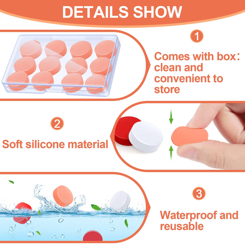 36 Pairs Gel Ear Plugs Reusable Silicone Earplugs Waterproof Swimming Earplugs Noise Cancelling Ear Plugs for Adults Kids Ear Plugs for Swimming Sleeping Snoring Studying (White, Red, Orange) White, Red, Orange - NewNest Australia