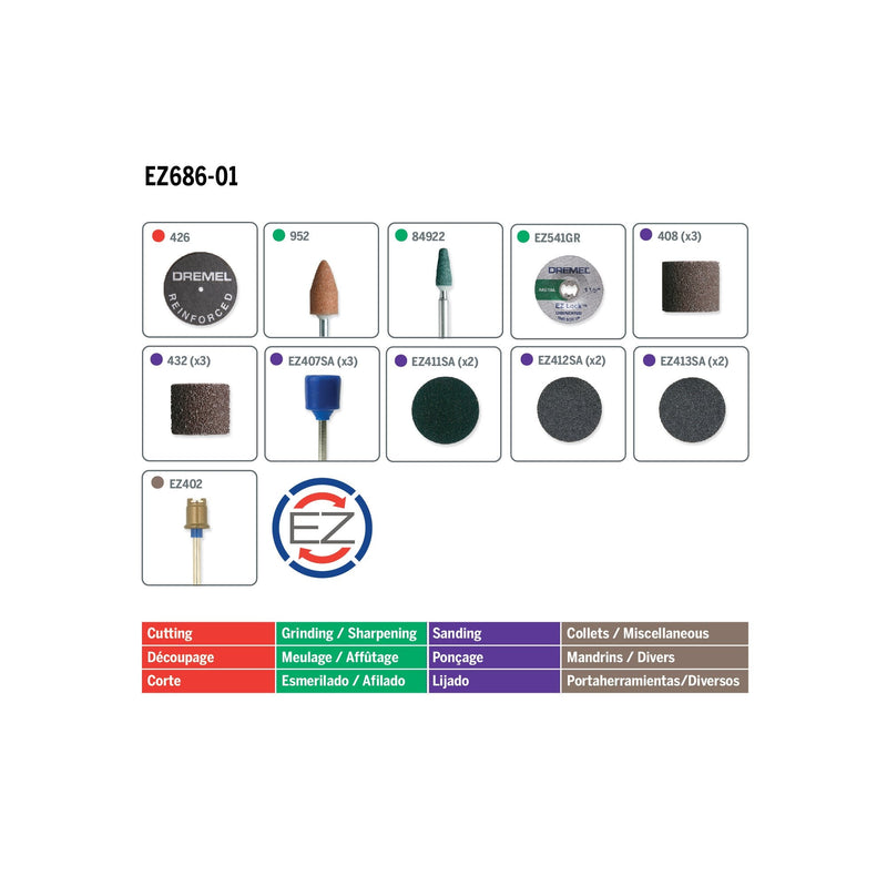 Dremel EZ686-01 EZ Lock Sanding and Grinding Rotary Tool Accessory Kit- Includes Sanding Discs/Bands and Grinding Stones- Perfect for Detail Sanding and Sharpening Old Model - NewNest Australia