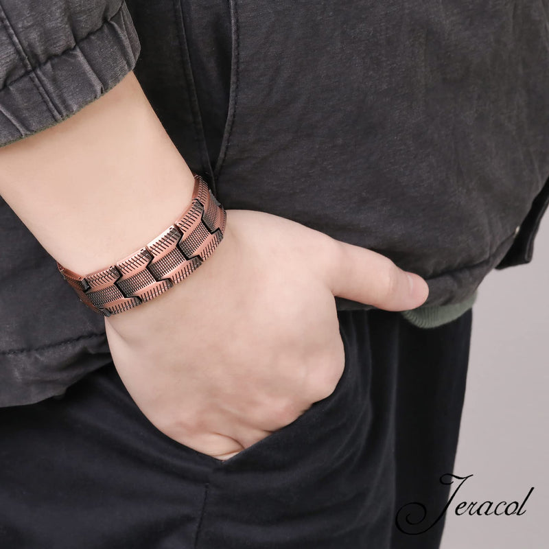 Jeracol 99.99% Soild Copper Magnetic Bracelets for Men,3X Ultra Strength Magnets(3500 Gauss) Magnetic Bracelets,Magnetic Wristband Brazaletes for Anniversary,Adjustable Size&Jewelry Gift Box C-copper - NewNest Australia