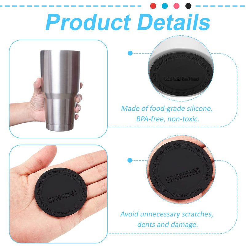 24 Pcs Rubber Bottoms for Sublimation Tumblers Self Adhesive Skinny Tumblers Bottom Protective Anti Slip Coaster Bottoms for Wine Straight Tapered Tumblers, 50 mm 56 mm 58 Mm, 4 Colors - NewNest Australia