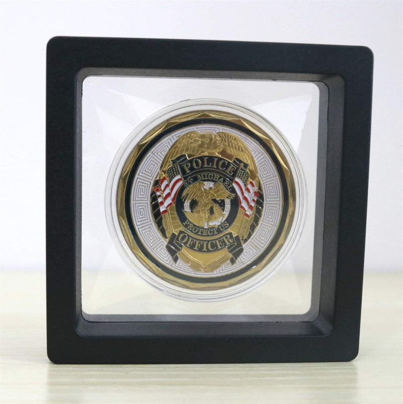 NewNest Australia - HS Challenge Coin Display Frame, 3D Floating Display Case Stand Holder, Medallion Medal Specimen Military Coin Clear Box (Black) 