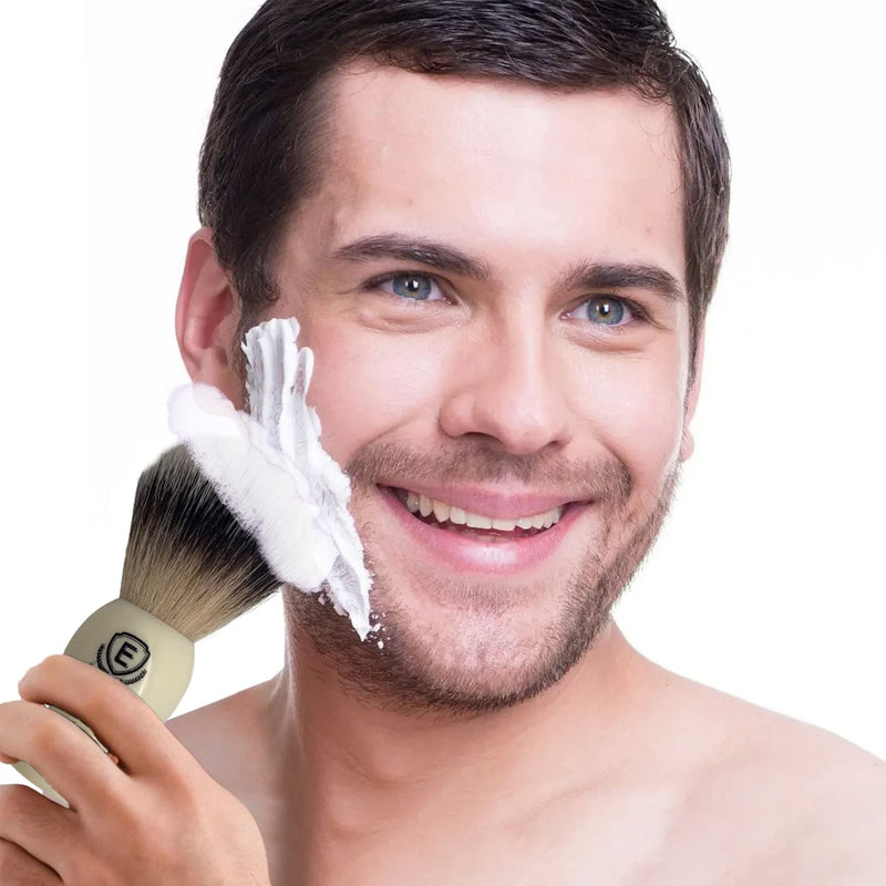 Echolly Premium Shaving Brushes for Men-Luxury Vegan Friendly Synthetic Shave Brush-Best Entry-Level Lather Brush for Men-Shaving Foam Lather Brush-Perfect Father's Day Gifts (Ivory White Handle) - NewNest Australia