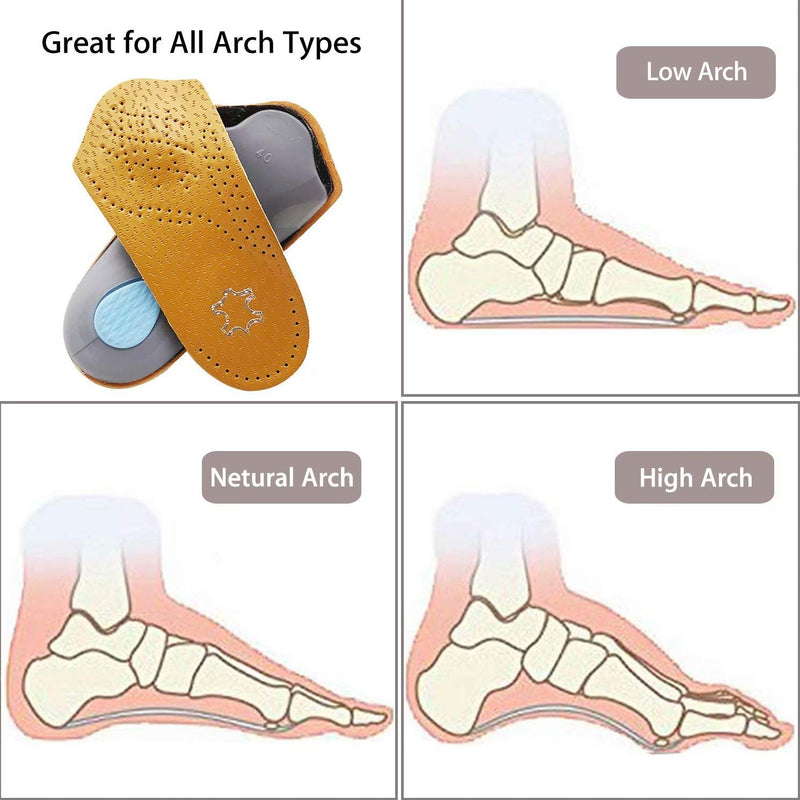 Orthotic Insoles 3/4 Length, Half Plantar Fasciitis Support with Metatarsal Pad Heel Cushion, Light Leather Foot Shoe Inserts for Women and Men, High Arch Support for Flat Feet Walking Exercising, M M| 7~8.5 UK - NewNest Australia