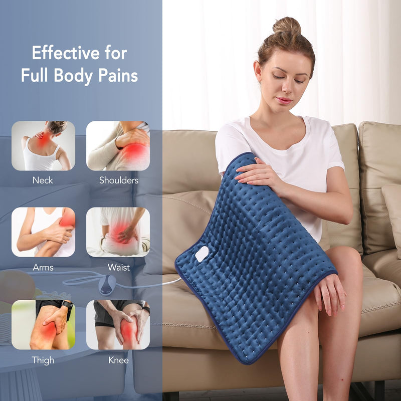 Heating pad with automatic switch-off, electric heat pad 50 x 60cm for back, shoulder, neck and temperature setting in 5 quick heating technology overheating protection - NewNest Australia