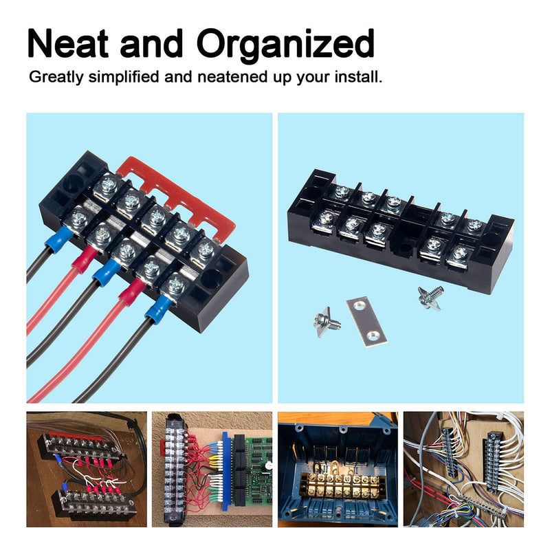 6 Sets Terminal Blocks, 4/5/6 Positions 600V 15A Dual Row Wire Screw Terminal Strip Block with Cover + 400V 15A Pre-Insulated Bus Bar Terminals Barrier Strips Jumpers (Black & Red) by MILAPEAK 15A 4/5/6P+Jumpers - NewNest Australia