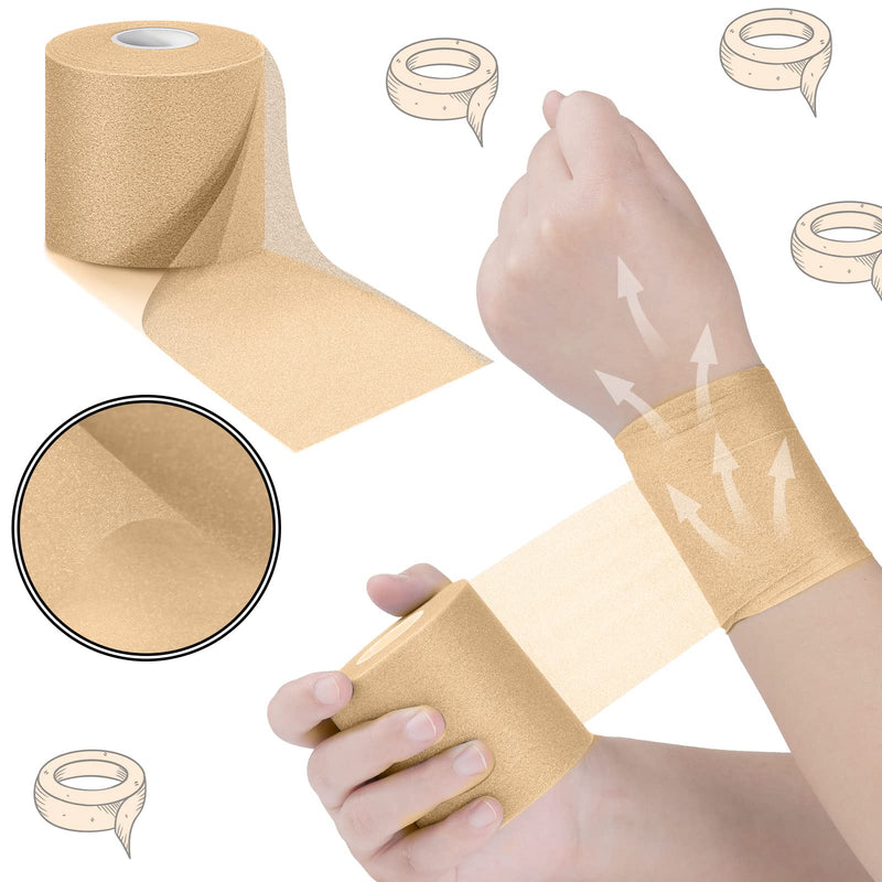 3 Pieces Athletic Pre Wrap Tape for Hair Foam Underwrap Tape Sports Pre-wrap Athletic Tape Underwrap for Hair Ankle Wrists Knees Sports 2.75 Inch by 30 Yards (Beige) Beige - NewNest Australia