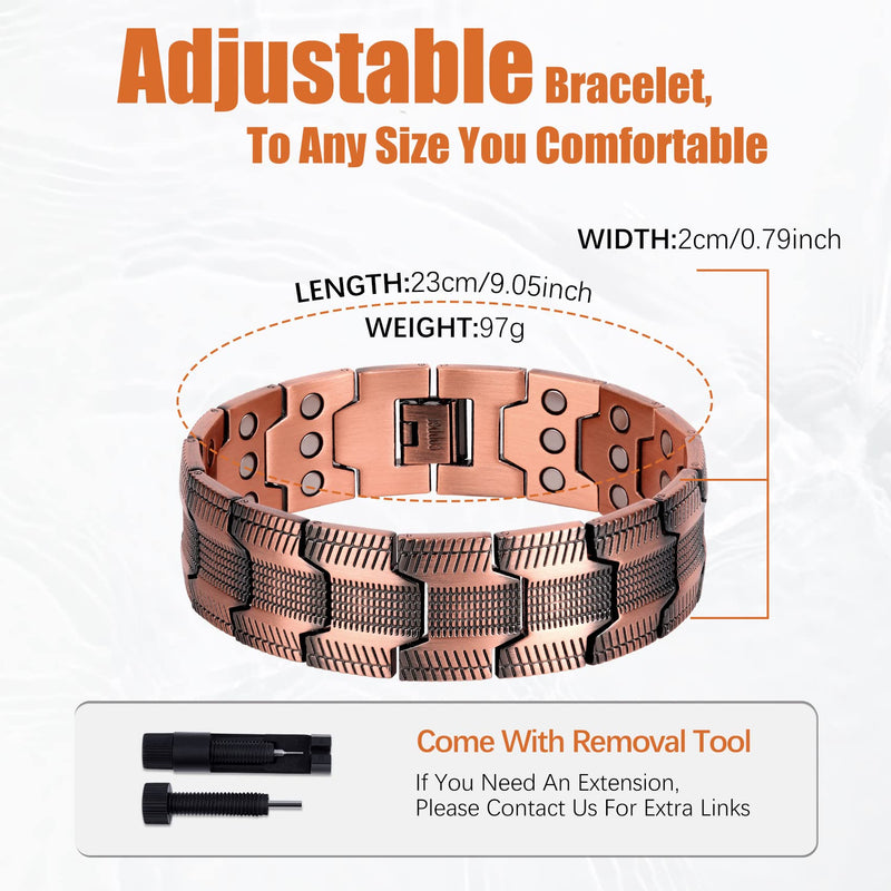 Jeracol 99.99% Soild Copper Magnetic Bracelets for Men,3X Ultra Strength Magnets(3500 Gauss) Magnetic Bracelets,Magnetic Wristband Brazaletes for Anniversary,Adjustable Size&Jewelry Gift Box C-copper - NewNest Australia