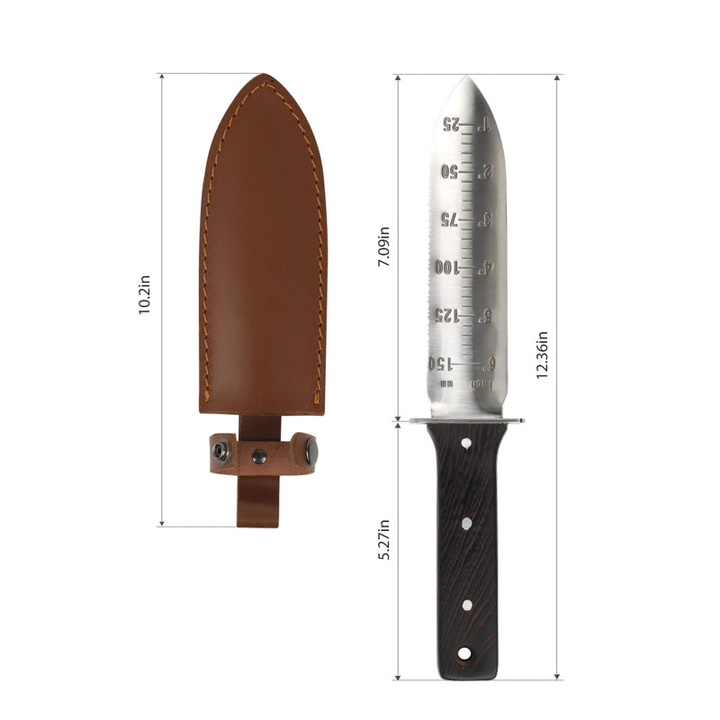 GARTOL Hori Hori Gardening Knife Tools - Weeding & Digging Knife, with 7.1inch Double Sharp Edge Japanese Blade and Full Tang Handle, Cowhide Protective Sheath, Sharpening Whetstone Black - NewNest Australia