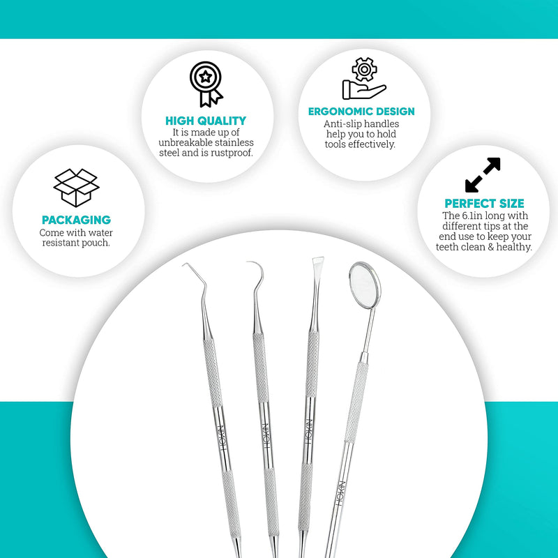 Dental Care Set Dental Premium Teeth Cleaning Tartar Remover Dental Probe Mouth Mirror Scaler Made of Stainless Steel - NewNest Australia