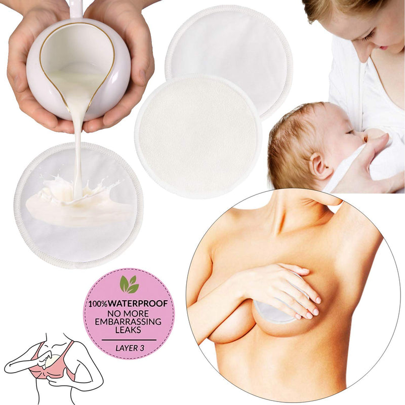 Organic Bamboo Nursing Pads (10 Pack) for Breastfeeding Moms - 4.7 inch Reusable Washable Breastfeeding Nipple Pad for Maternity with Laundry Bag - NewNest Australia