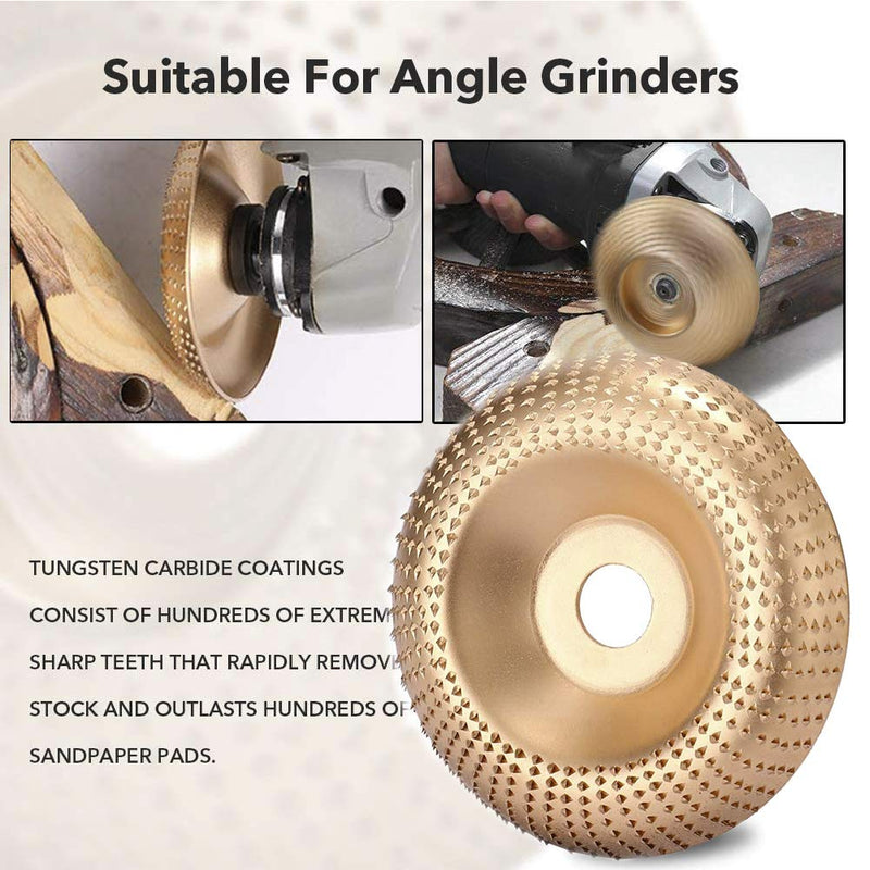 Wood Grinding Wheel Tungsten Carbide Angle Grinder Carving Abrasive Disc for Sanding Carving Shaping Polishing (Gold) Gold - NewNest Australia