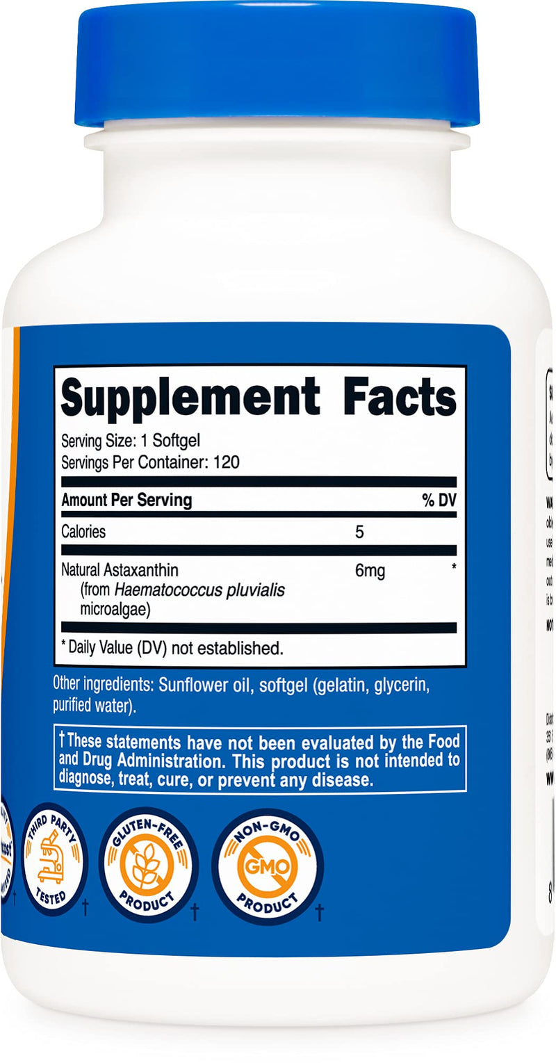 Nutricost Astaxanthin 6mg, Non-GMO and Gluten Free, 120 Softgels (4 Month Supply) - NewNest Australia