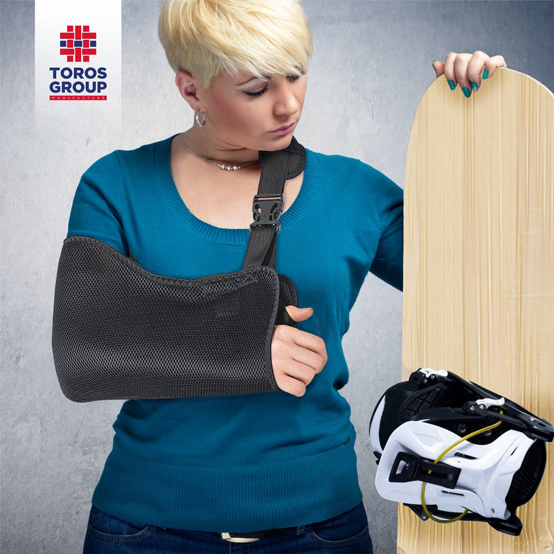TOROS-GROUP Breathable Arm Sling with Soft Padded Shoulder Strap - Black - X-Small - NewNest Australia