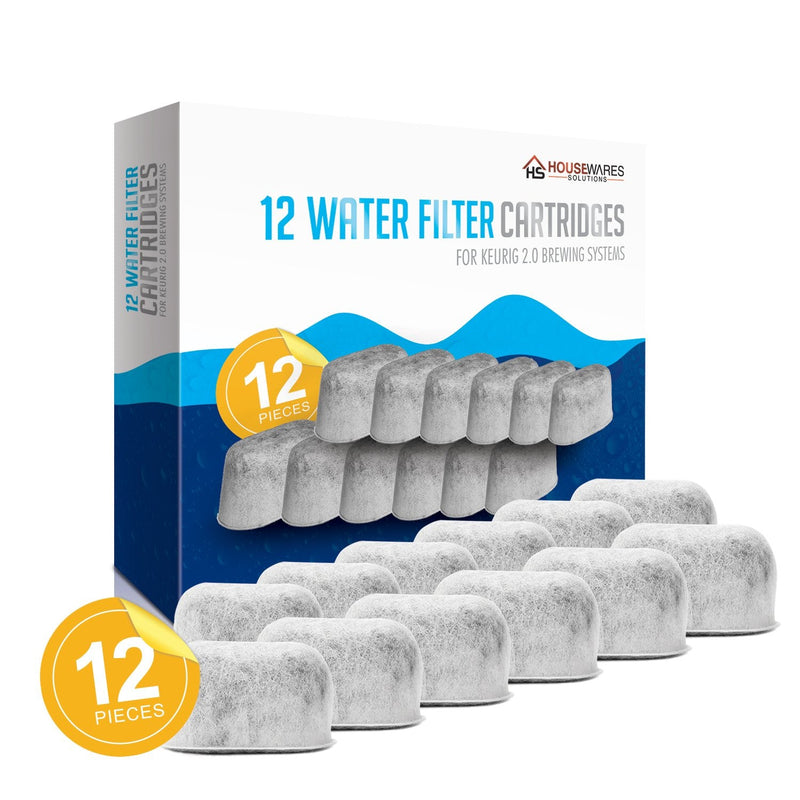 Pack of 12 Replacement Charcoal Water Filters By Housewares Solutions for Keurig Brewers - Keurig Compatible Water Filter Cartridges Universal Fit (NOT CUISINART) for Keurig 2.0 & 1.0 Coffee Makers - NewNest Australia