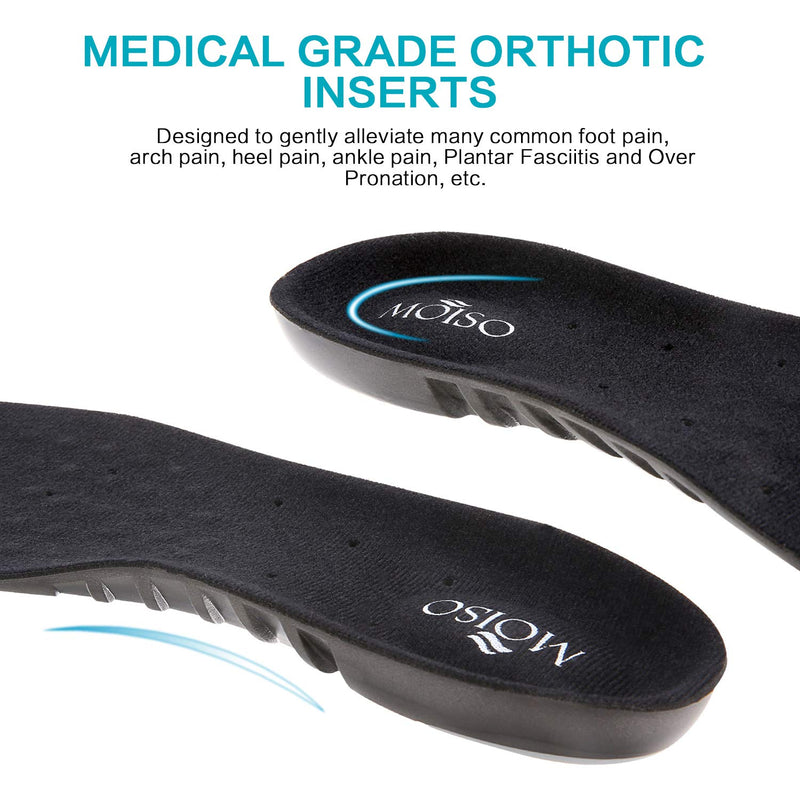 MOISO Memory Foam Orthotic Insoles for Plantar Fasciitis with Arch Support Shock Absorption Metatarsal Pad Stoma Design for men & women 8-10.5 UK Women / 7.5-10 UK Men Black - NewNest Australia