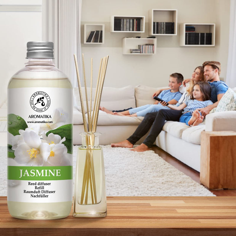 Room Fragrance Refill Bottle Jasmine 500 Ml ‚ Refill With Natural Pure Essential Jasmine Oil ‚ Intensive & Long-Lasting Aroma Natural ‚ Aromatise Indoor Air For Room - NewNest Australia