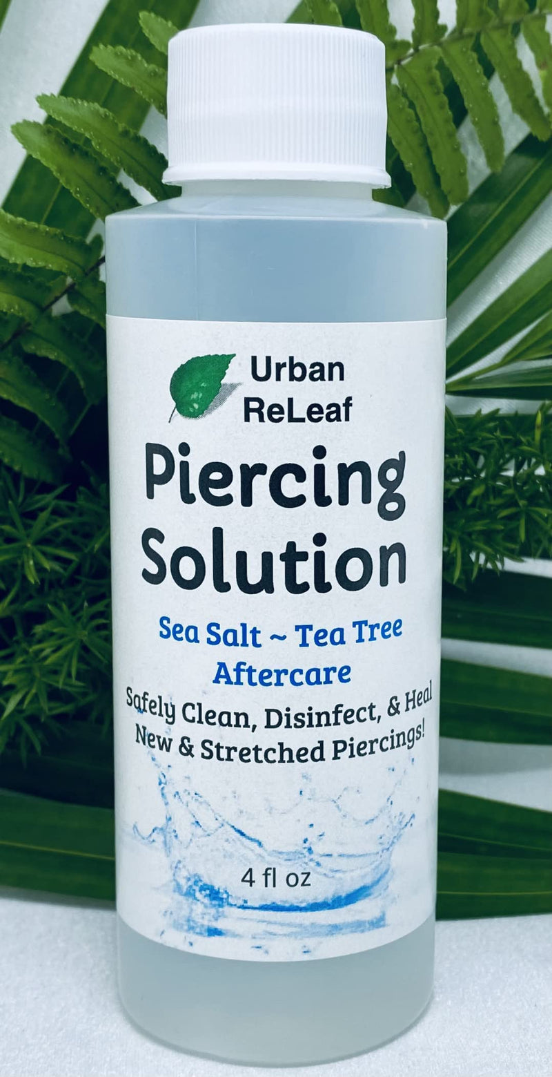 Urban ReLeaf Piercing Solution ! Healing Sea Salts & Tea Tree AFTERCARE 4 oz, Ready to use. Safely Clean, Disinfect & Heal New & Stretched Piercings. Gentle Effective Natural & Soothing. Works Fast - NewNest Australia