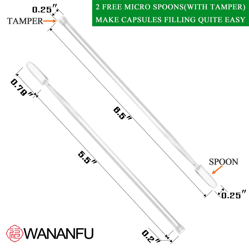 WANANFU Size 00 Empty Capsules Vegetarian (100 Count) Bundle with Micro Lab Spoon with Powder Tamper, Compatible with Capsule Filling Machine 100 Count (Pack of 1) - NewNest Australia