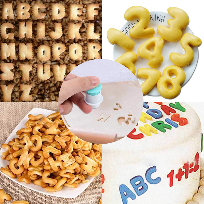 NewNest Australia - Alphabet Letter Numbers Cake Mould Set, BENBO 36Pcs Fondant Cake Sugar Craft Cookies Stamp Impress Embosser Plunger Cookie Cutter Mold Biscuit Decorating Tools 