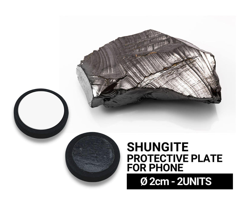 DOJA Barcelona | Shungite plate-radiation protection cell phone | Pack 2 | Round 2cm Ø/4 grams | Shungite Radiation Blocker | Anti 5g radiation cell phone sticker made of shungite stone | Emf protection from shungite stone 2 units rounds - NewNest Australia