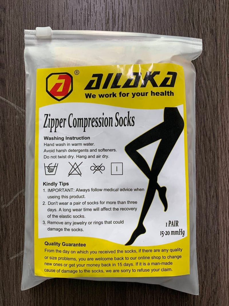 Ailaka Medical Compression Socks with Zipper, Knee High 15-20 mmHg Compression Socks for Women Men, Open Toe Support Socks for Varicose Veins, Edema, Recovery, Pregnant, Nurse 2X-Large (1 Pair) Beige - NewNest Australia