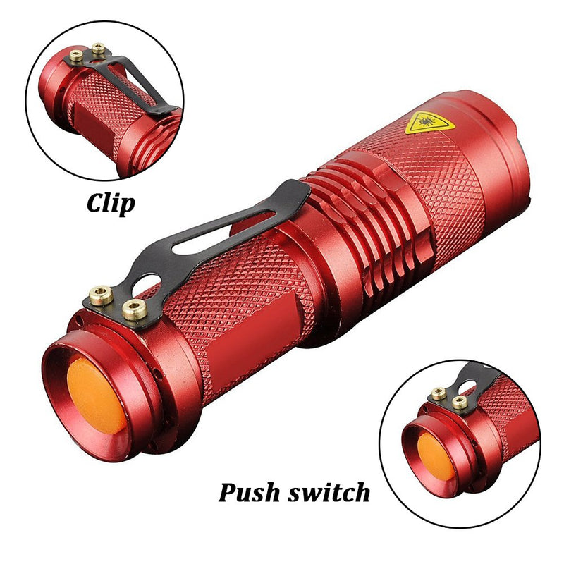 6 Pack,Pocketman 7W 300LM SK-68 3 Modes Mini Light Red Q5 LED Tactical Flashlight 6 red flashlights - NewNest Australia