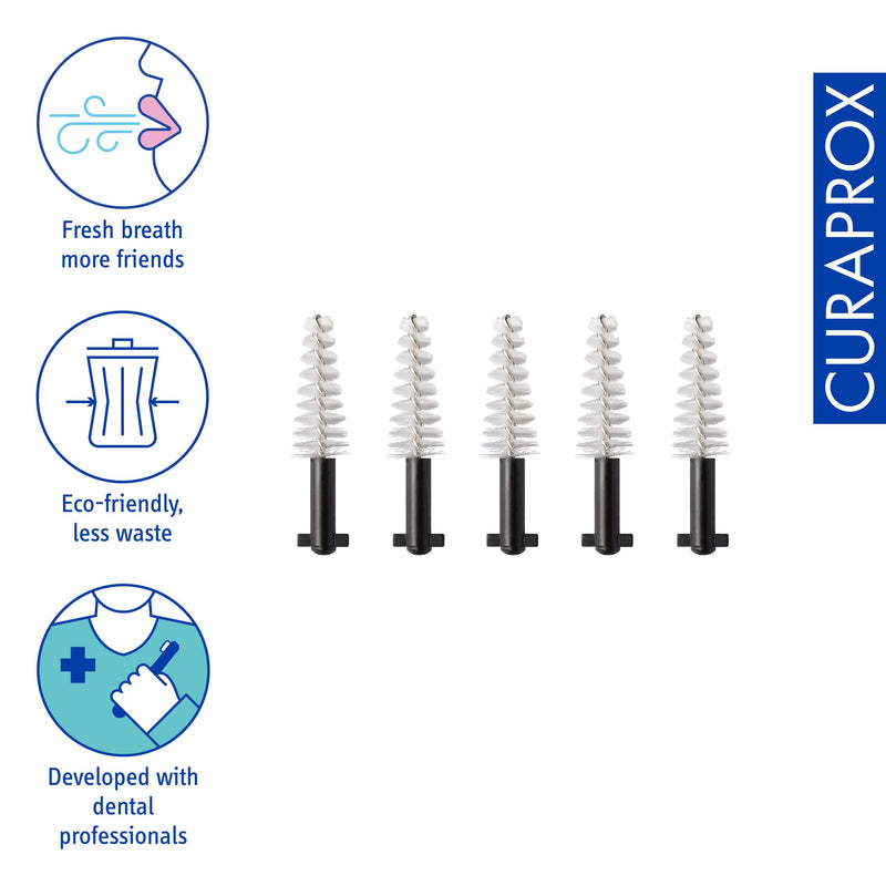 Curaprox interdental brushes CPS 15 regular, refill, 5 pieces, black, conical, 1.8 mm diameter, 5 mm effectiveness, refill pack, without holder, 5 pieces (pack of 1) - NewNest Australia