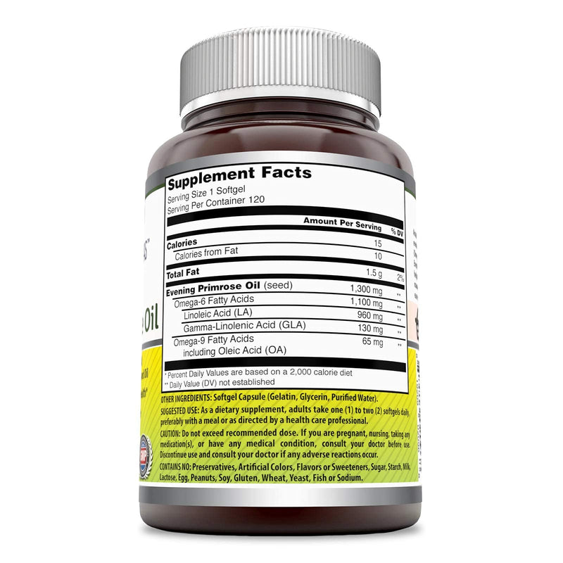 Amazing Formulas Evening Primrose Oil 1300 Mg, 10% GLA, 120 Softgels (Non-GMO,Gluten Free) High Potency, Hexane Free Cold Pressed Oil-Supports Cardiovascular Function and Women's Health 120 Count (Pack of 1) - NewNest Australia
