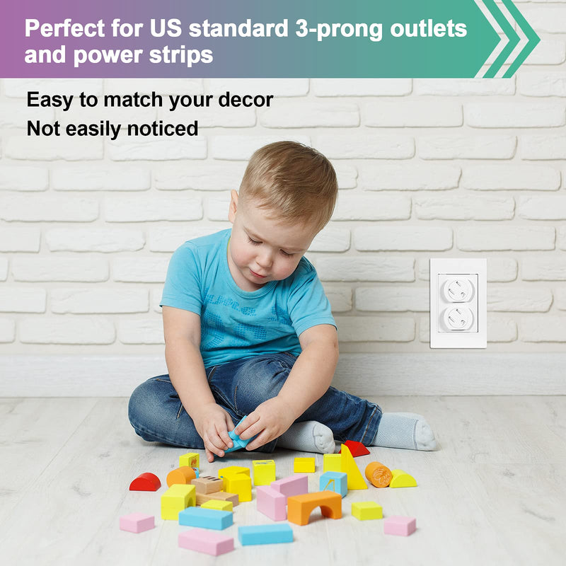 Outlet Covers (28 Pack) Self-Closing Child Proof Socket Covers 3-Prong Swivel Outlet Plug Covers Upgraded Adhesive Installation Comes with Extra Sticker Electrical Outlet Protectors for Baby - NewNest Australia