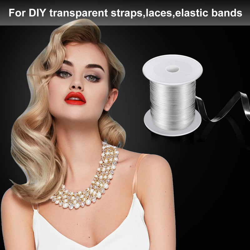 BBTO Clear Elastic Strap Lightweight Elastic Clear Bra Strap for Cloth Sewing Project (16 Yards x 0.12 Inch) 16 Yards x 0.12 Inch - NewNest Australia