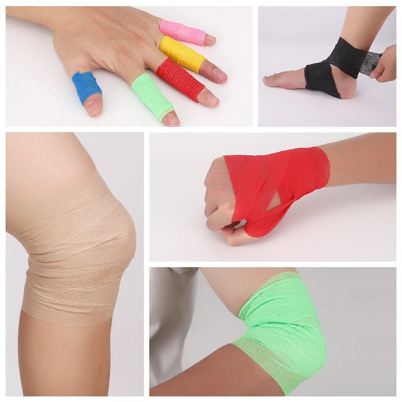 Bandage Wrap 8 Pack 2”x 5 Yards Self Adhesive Bandage Wrap Breathable Cohesive Bandage Wrap Rolls Athletic Elastic Self Adherent Wrap for Sports Injury ,Wrist, Knee, Ankle Sprains and Swelling(Yellow) Yellow 2 Inch (Pack of 8) - NewNest Australia