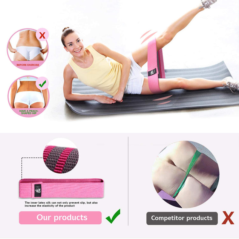 CFX Resistance Bands Set, Exercise Bands with Non-Slip Design for Hips & Glutes, 3 Levels Workout Bands for Women and Men, Booty Bands for Home Fitness, Yoga, Pilates Green,Purple,Pink - NewNest Australia