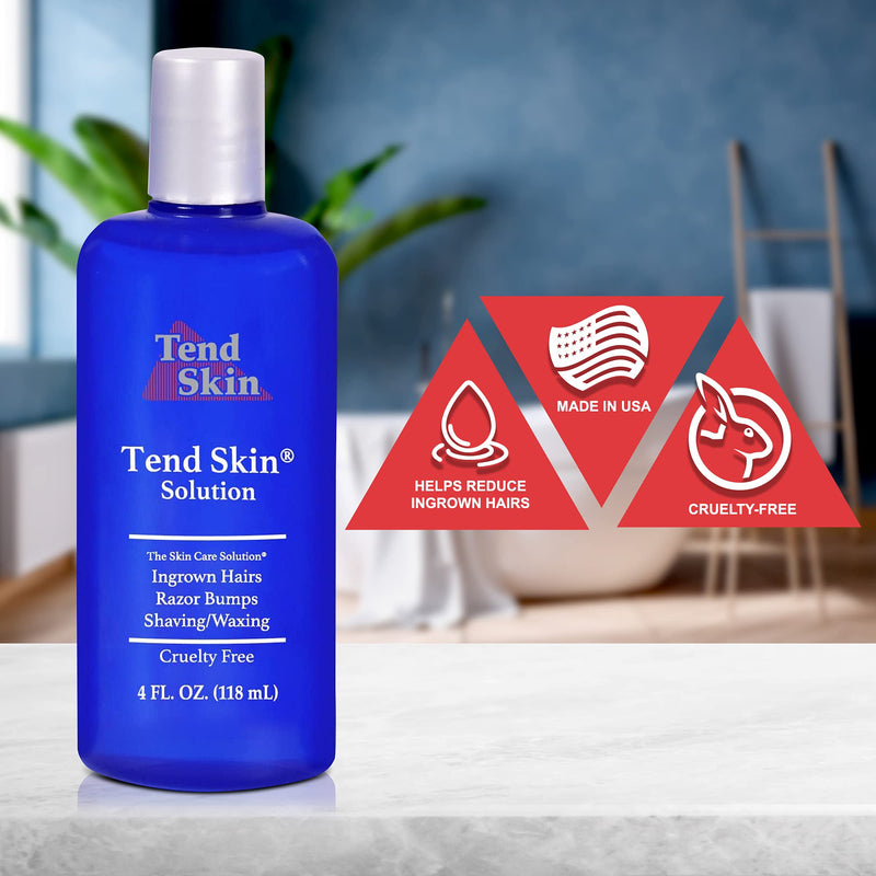 Tend Skin Womens AfterShave/Post Waxing Solution for Ingrown Hair, Razor Bumps and Razor Burns, 4 ounce, Blue 4 Fl Oz (Pack of 1) - NewNest Australia
