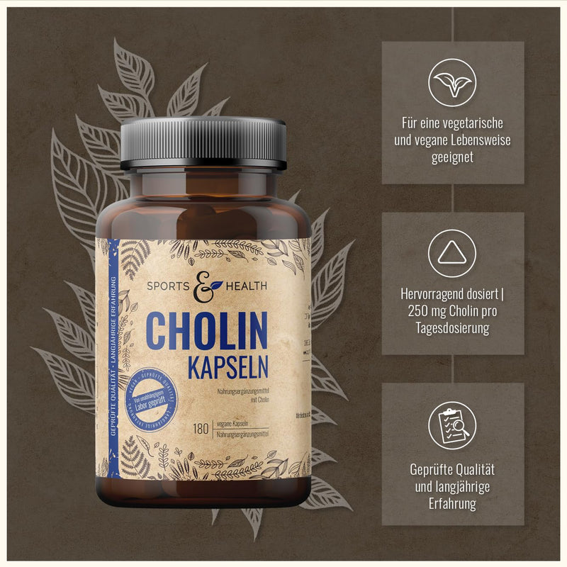 Choline capsules - high-dose choline capsules - 180 high-dose choline capsules - pure choline powder in capsules - choline - NewNest Australia