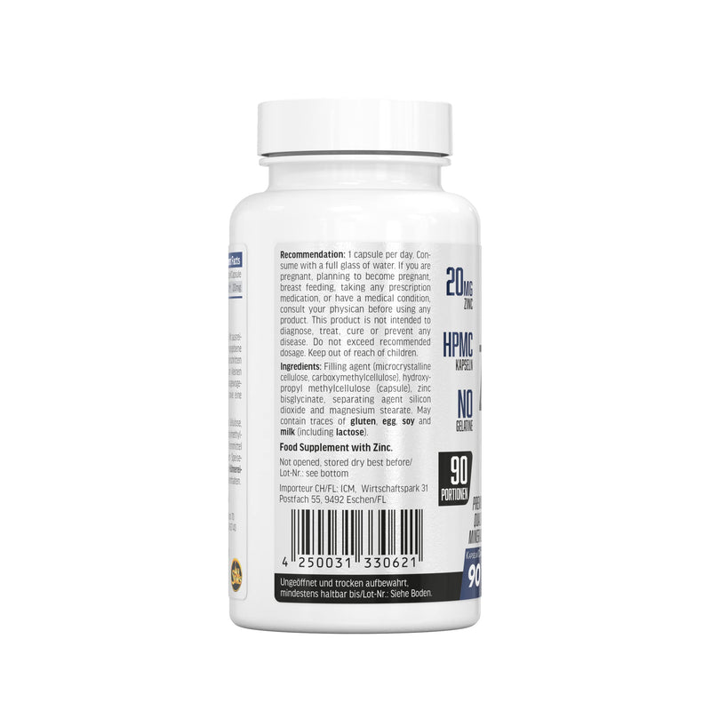 All Stars Zinc Capsules, Vegan Zinc Tablets, 20 Mg Zinc Bisglycinate Per Capsule, 3-Month Pack With 90 Capsules, Vegan Zinc Supplement Without Sugar, Aspartame, Creatine, Gelatin - NewNest Australia