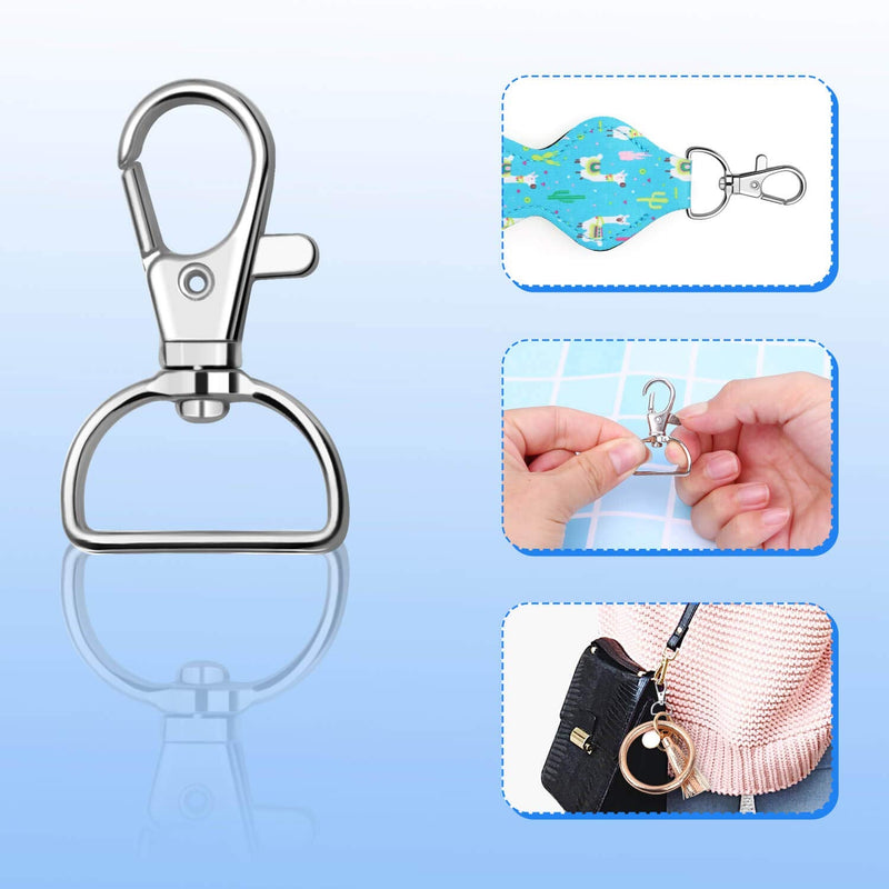 Key Chain Clip Hook, Anezus D Ring Clip Keychain Lanyard Swivel Snap Hooks Clip on Key Ring for Crafts and Purse Hardware (1 inch) 1 inch - NewNest Australia