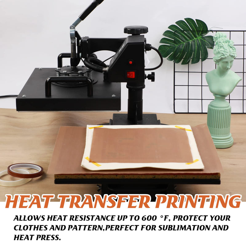 HTVRONT Teflon Sheets for Heat Press - 3 Packs 12" x 16" Teflon Sheets with 3 Rolls 10mm x 33m Heat Tape for Sublimation Non-Stick Teflon Sheet Heat Resistant (Brown) BROWN - NewNest Australia