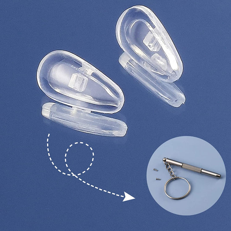 Nose Pads Glasses Repair Set, 10 Pairs Air Chamber Nose Pads Silicone Screw Glasses Nose Pads Non-Slip Glasses Nose Pads Soft Silicone With Screws Tweezers And Cleaning Cloth - NewNest Australia