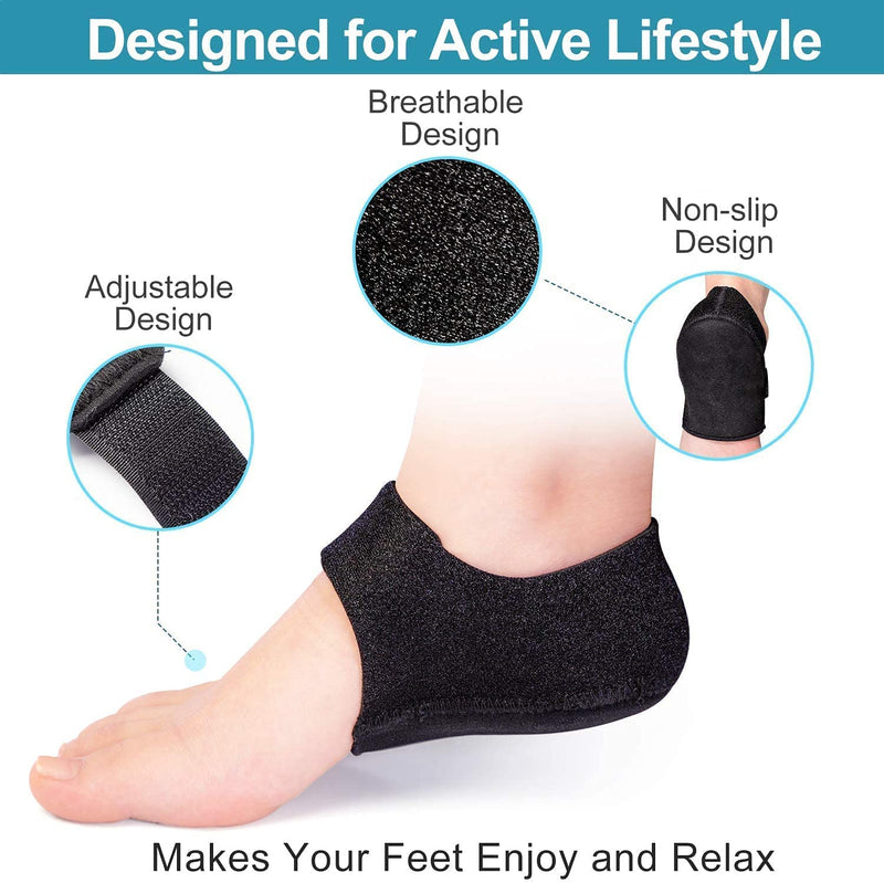 2 x Heel Pads, Heel Sleeves, Gel Heel Protectors for Plantar Fasciitis, Achilles Tendonitis, Bone Spurs, Heel Cups, Heel Pads, Heel Cushions for Relief of Heel Pain/Pressure - NewNest Australia