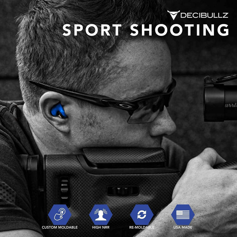 Decibullz - Custom Molded Earplugs, 31dB Highest NRR, Comfortable Hearing Protection for Shooting, Travel, Work and Concerts Blue - NewNest Australia