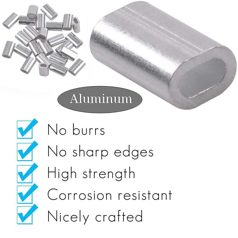 AGOOL Aluminum Single Barrel Crimp Sleeves Kit Aluminum Crimping Loop Sleeve Assortment Kit for Wire Rope and Cable Fishing Line Tube Connectors for Leader Rigging Oval/Round 500PCS-Oval - NewNest Australia