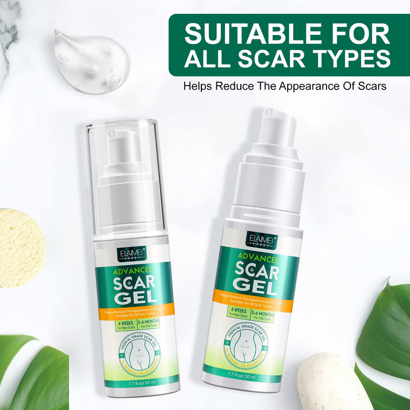 Silicone Scar Gel- Scar Removal Cream Gel, Stretch Mark Cream, Medical Advanced Scar Gel for Old and New Scar, Scar Cream for Surgical Scars, C-Section, Keloid, Acne Scars, Gentle Formula 50ML Green - NewNest Australia