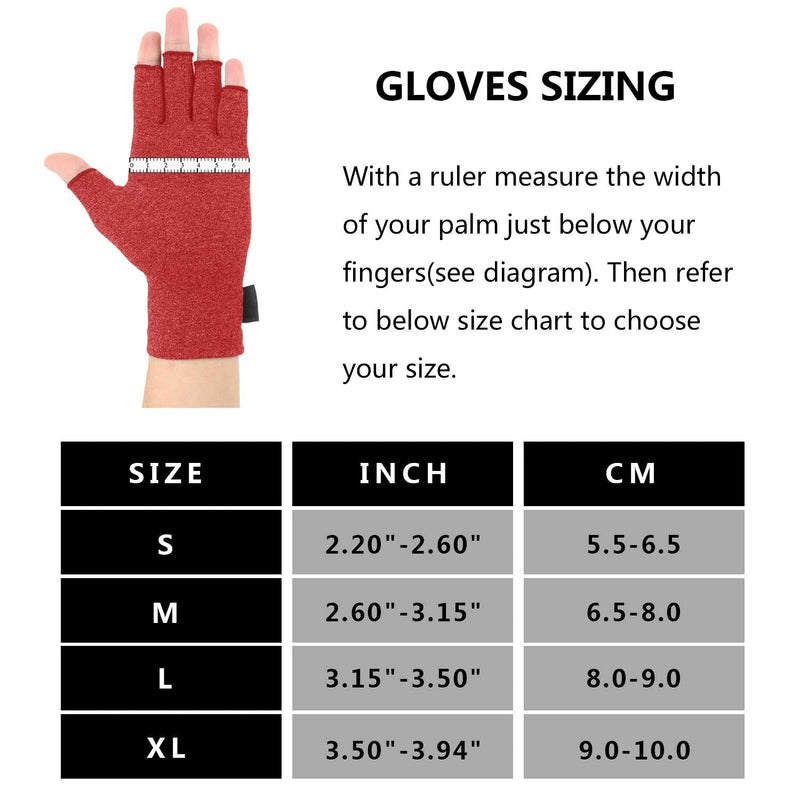 2 Pairs Arthritis Gloves, Compression Gloves Support and Warmth for Hands, Finger Joint, Relieve Pain from Rheumatoid, Osteoarthritis, RSI, Carpal Tunnel, Women (S, Red) S - NewNest Australia