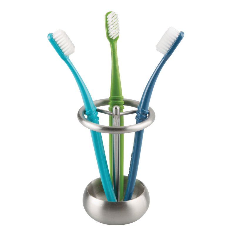 iDesign Nogu Metal Toothbrush Holder Stand for Bathroom Vanity, Countertops, Stainless Steel - NewNest Australia