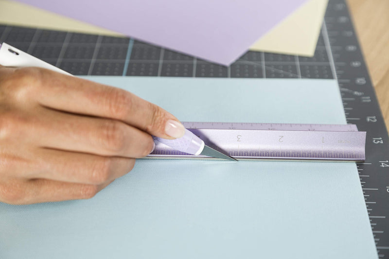 Cricut Metal Ruler - Safety Cutting Ruler for Use with Rotary Cutters, Cricut TrueControl knife, Xacto knife - Great For Quilting, Scrapbooking, Crafting and Paper Cutting - 18", [Lilac] - NewNest Australia