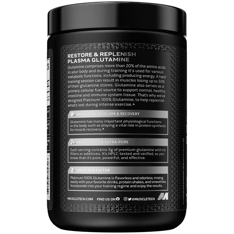 Glutamine Powder | MuscleTech 100% Pure L Glutamine Powder | Post Workout Recovery Drink | L-Glutamine Powder for Men & Women | Muscle Recovery | Unflavored (60 Servings) - NewNest Australia
