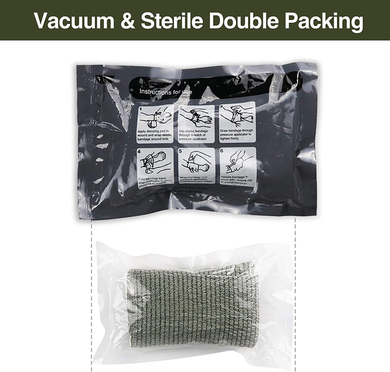 RISEN Israeli Bandage Vacuum Sterile Compression Bandages for First Aid Emergency Battle Wound Dressing Self-Rescue, 6 Inch, 1 Pack 70x6 Inch (Pack of 1) - NewNest Australia