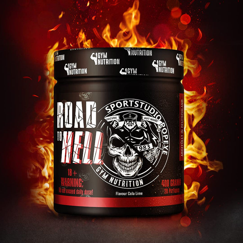 Road To Hell Ultra Hardcore Booster Pre Workout Powder Atp + L-Arginine + Citrulline + Beta Alanine + Caffeine 400 G In Collaboration With Sports Studio Popeye Ice Tea Peach Flavor Vegan - NewNest Australia