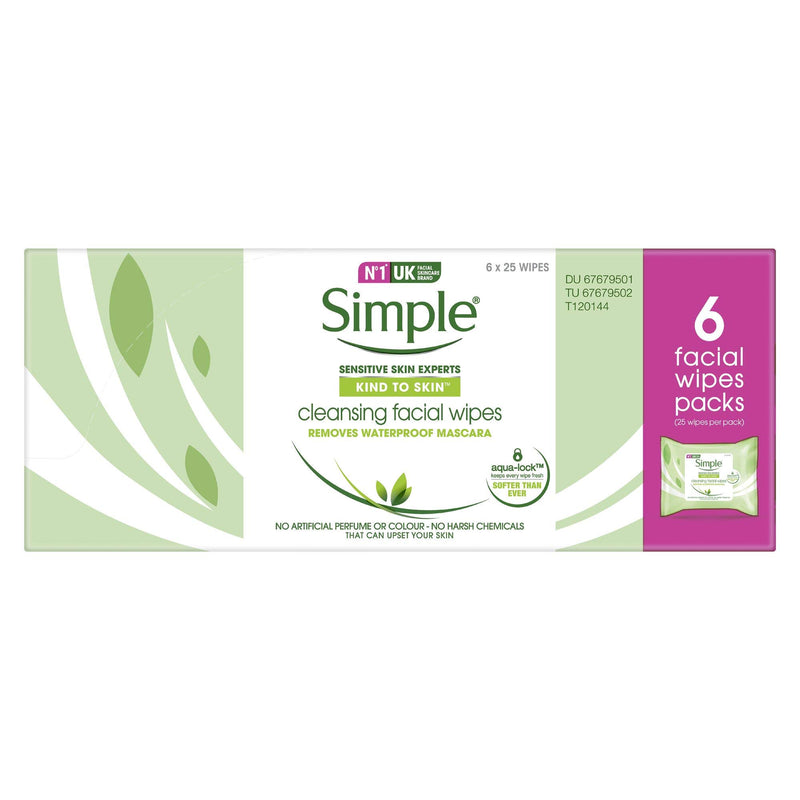 Simple Kind to Skin Cleansing UK's #1 facial skin care brand* Facial Wipes for sensitive skin 25 pc pack of 6 - NewNest Australia